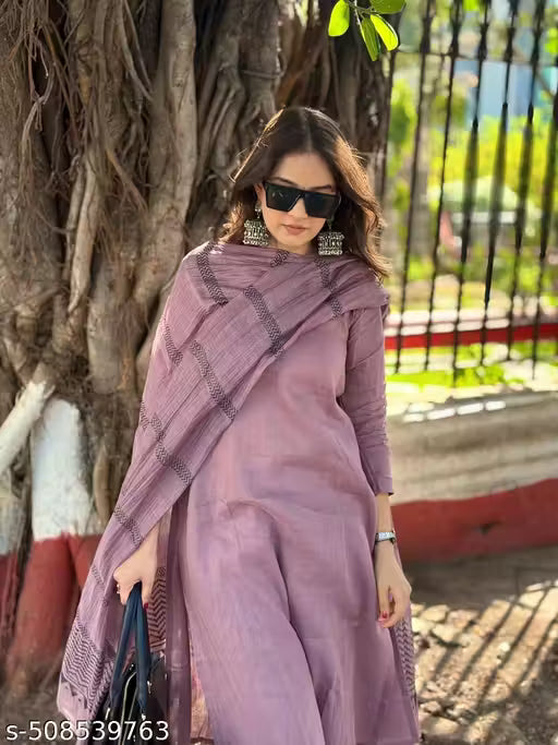 Women Solid Plain Kurta Pant Set With Printed Dupatta For Girls And Womans(MS-1)-FPM