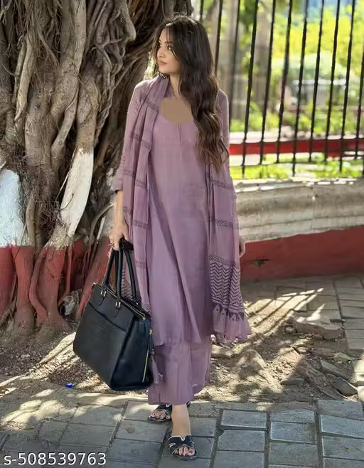 Women Solid Plain Kurta Pant Set With Printed Dupatta For Girls And Womans(MS-1)-FPM