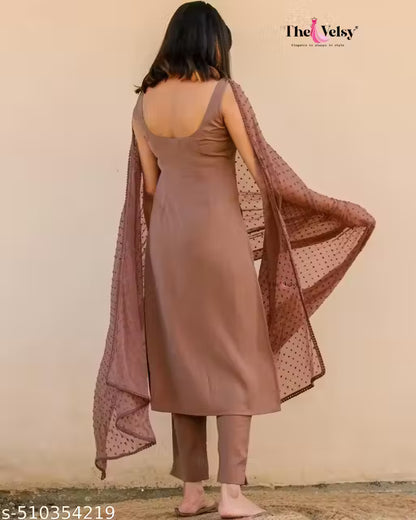 Brown Colour Kurta Pant Dupatta Set Women's&Girls(MS-3)-RCM