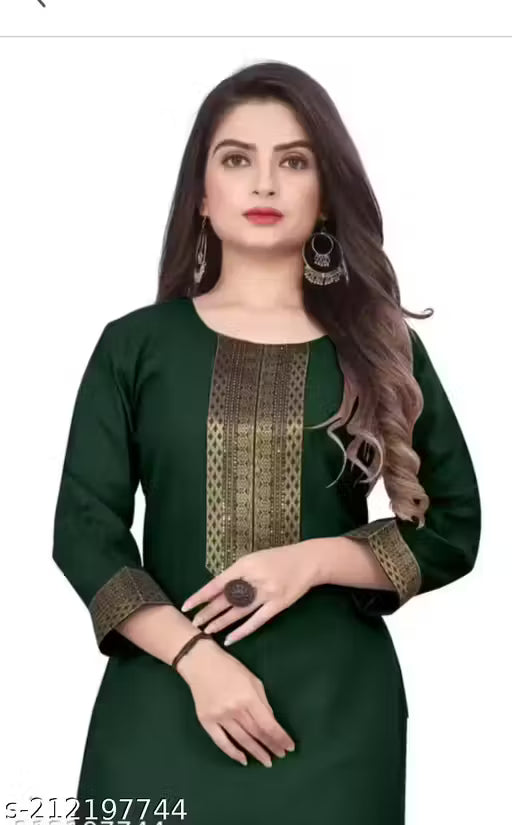 Desigener Kurtis New Collection Plain Cotton Golden Lace Border Pattern Casual Kurta for Girls & Women (MS5)-NFM
