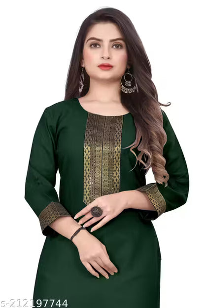 Desigener Kurtis New Collection Plain Cotton Golden Lace Border Pattern Casual Kurta for Girls & Women (MS5)-NFM